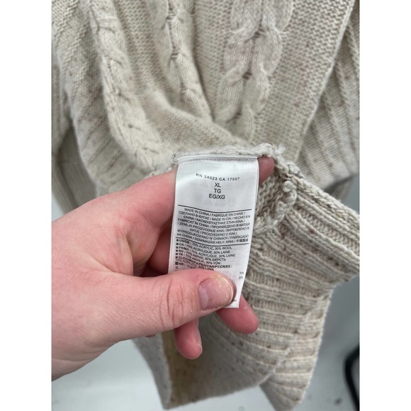 Banana Republic Oatmeal Knit Wool Blend Long Sleeve Sweater Size Extra Large - Picture 6 of 8